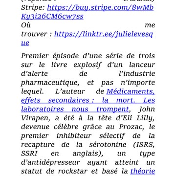 Médicaments, effets secondaires : la mort. Les laboratoires nous trompent 2024-07-21 Joseph Stroberg
