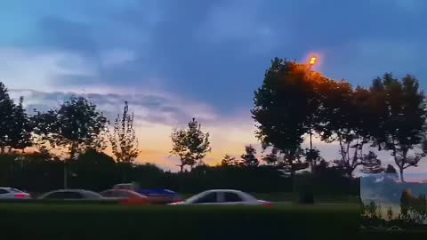 Watching the sunset from the car