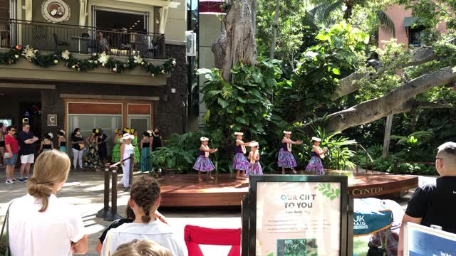 Adorable little girls performing the hula, Royal Hawaiian Center, Waikiki