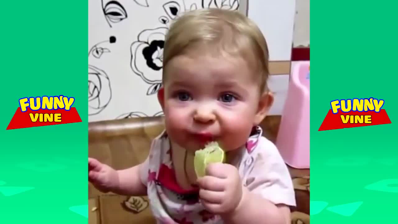 cute Babies eats lemons for the first time - funny funny