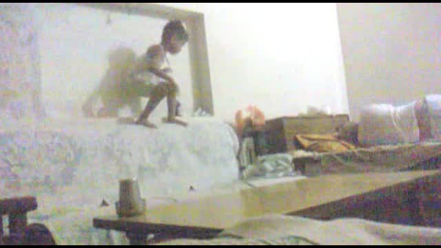 funny kid playing