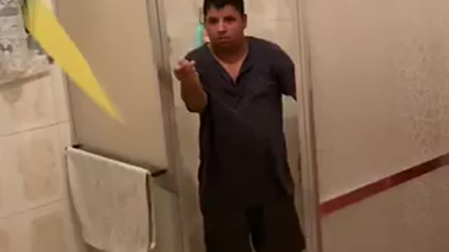 Look ehat she does in the bathroom