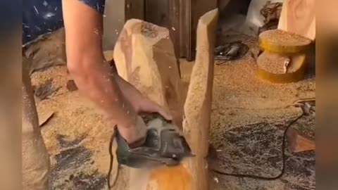 Wood-carving-making fast Tiger