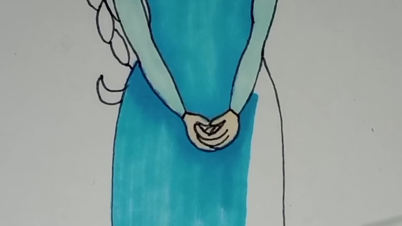 Elsa Inspired Fashion Illustration Speed Colouring