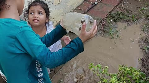 Indian kids play with water,,,,Indian remote area