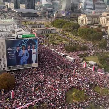 Around a 'million' protesters were present at an anti-government rally in Warsaw, Poland".