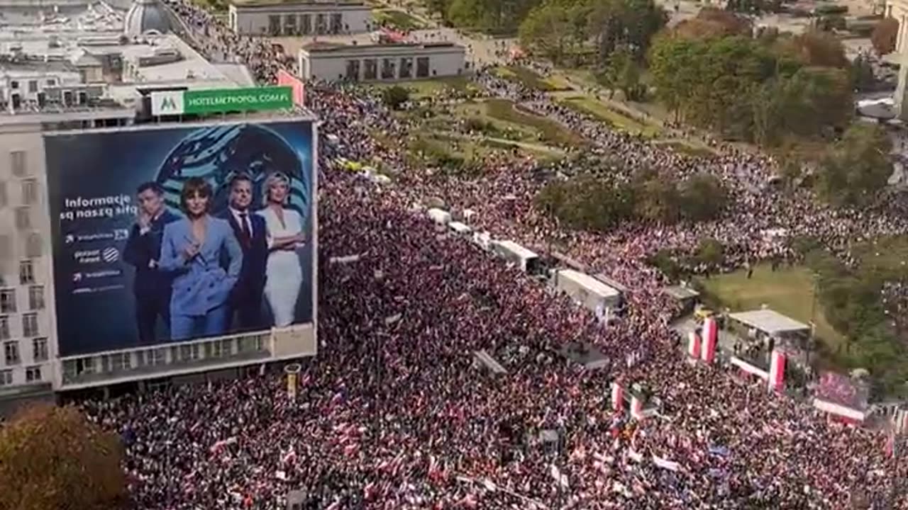 Around a 'million' protesters were present at an anti-government rally in Warsaw, Poland".