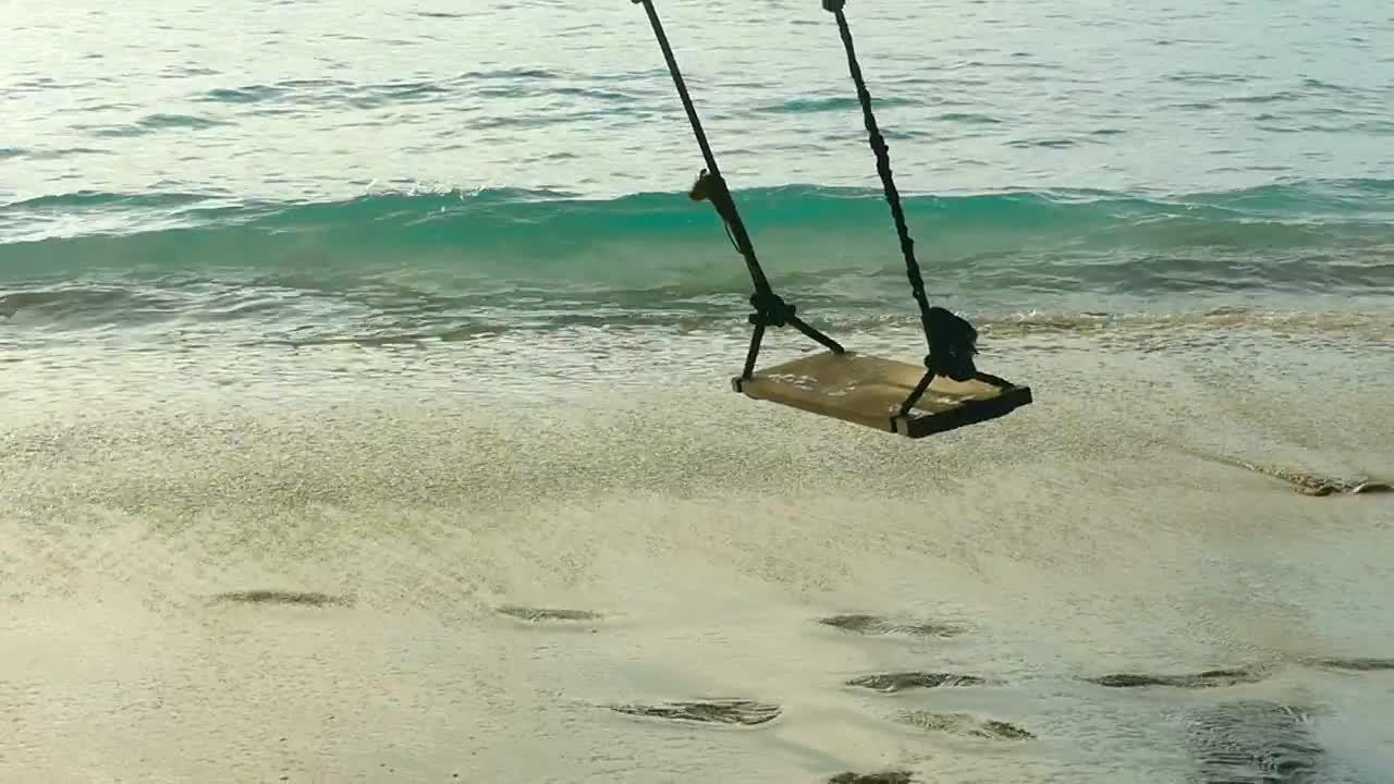 Rope swings on a sandy the beach