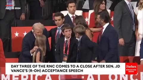 Former President Trump Hugs His Grandson, Prays With Family As Day 3 Of RNC Comes To Close