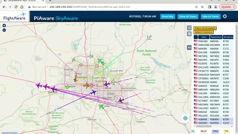 August 16th - 17th piaware time lapse for phoenix az