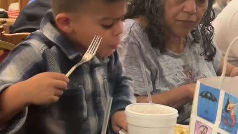 Son Enjoys Delicious Alfredo