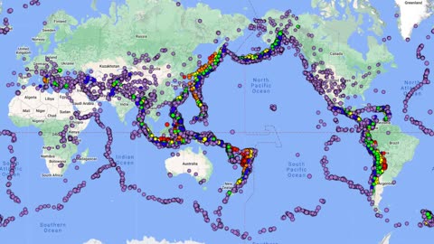 Animation of 20000 M > 3 earthquakes in 2023