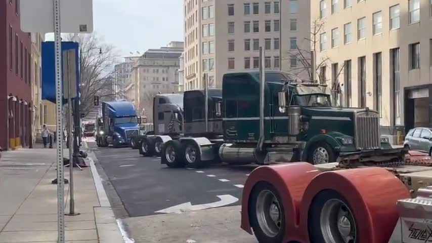 A Trucker Convoy Has Arrived Just a Block Away from the White House