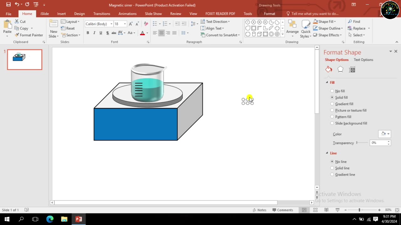 How to draw a scientific laboratory tool 'Magnetic Stirrer' with the help of Microsoft PowerPoint