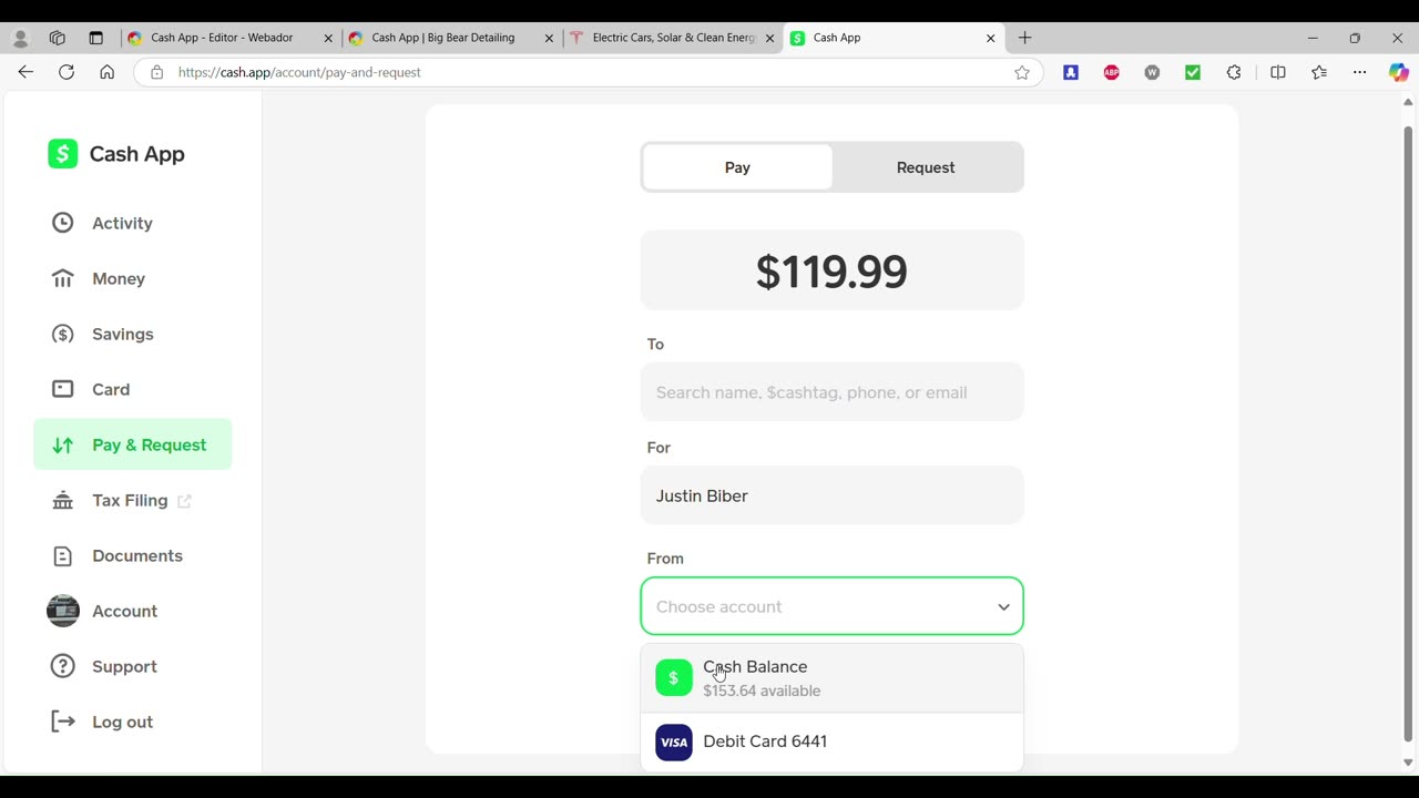 How To add payment with Cashapp
