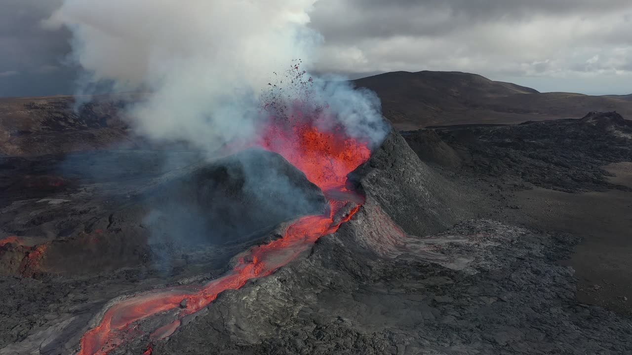 A Footage of a Volcano Erupting