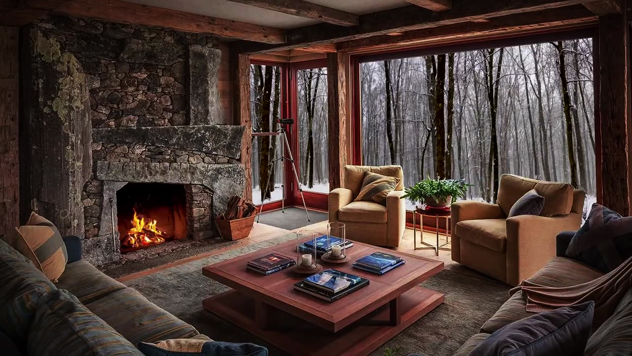 Crackling Fireplace & Snowfall