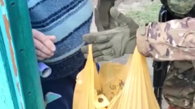 Shelling Meanwhile Russia Give Aid To Old Women