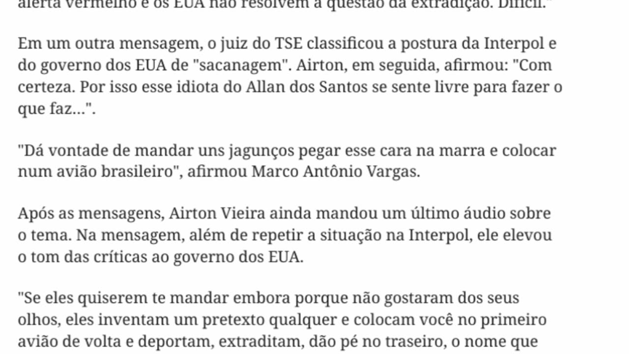 "Dá vontade de mandar uns jagunços pegar esse cara na marra e colocar num avião brasileiro", afirmou Marco Antônio Vargas.