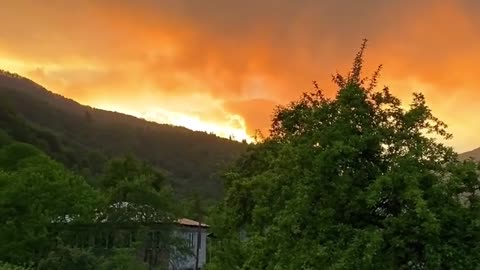 Sunset in Svaneti. Travel to Georgia