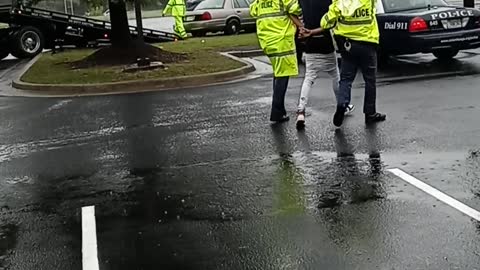 Guy in Handcuffs Attempts to Run After Totaling Car