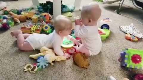 Funny Twin Baby Videos playing # Short