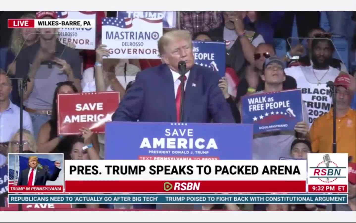 PRESIDENT TRUMP CUES UP THE STORM/MUSIC AT THE END OF PA RALLY