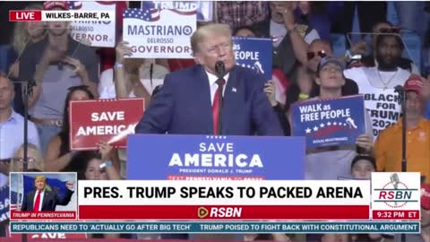 PRESIDENT TRUMP CUES UP THE STORM/MUSIC AT THE END OF PA RALLY