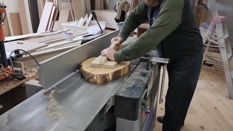 Jointing One Side Of A Maple Cookie Slab | In Real Time |