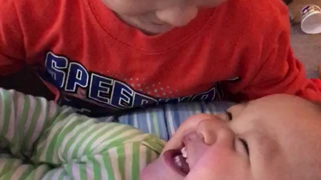 Brother Makes Baby Brother Laugh