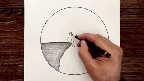 Draw The Profile Of A Character Sitting On A Cliff