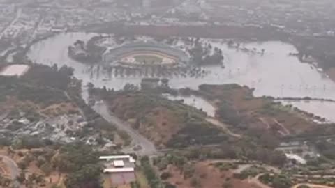 Dodger Stadium Completely Surrounded By Water