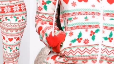 Hooded Nightwear for women Christmas Pajamas set