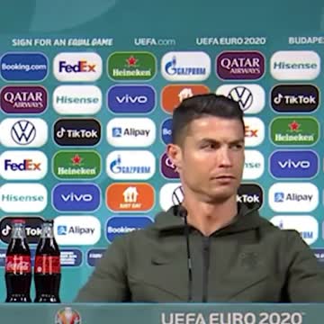 Cristiano Ronaldo was annoyed to see two Coca Cola bottles
