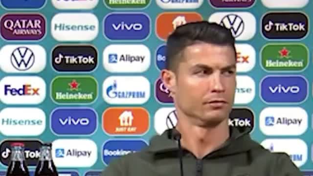 Cristiano Ronaldo was annoyed to see two Coca Cola bottles