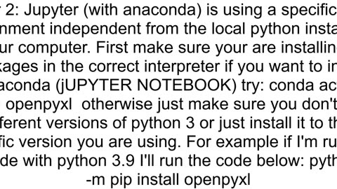 ImportError Missing optional dependency 39openpyxl39 Use pip or conda to install openpyxl