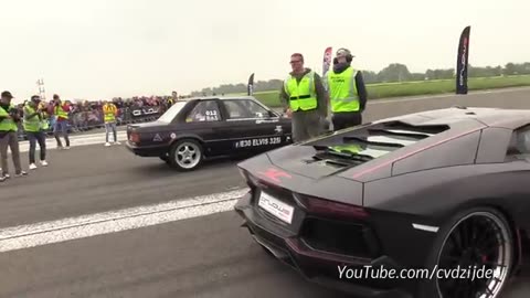 725HP BMW 325i E30 Turbo vs Lamborghini Aventador LP700-4