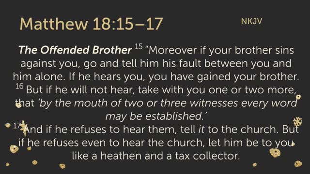 One-on-One First, Two Or Three-on-One Next, Then Church-on-One To Resolve Beef - September 20, 2022