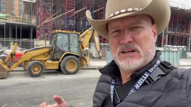 Department of justice buildings being worked on by contractors again in Washington DC