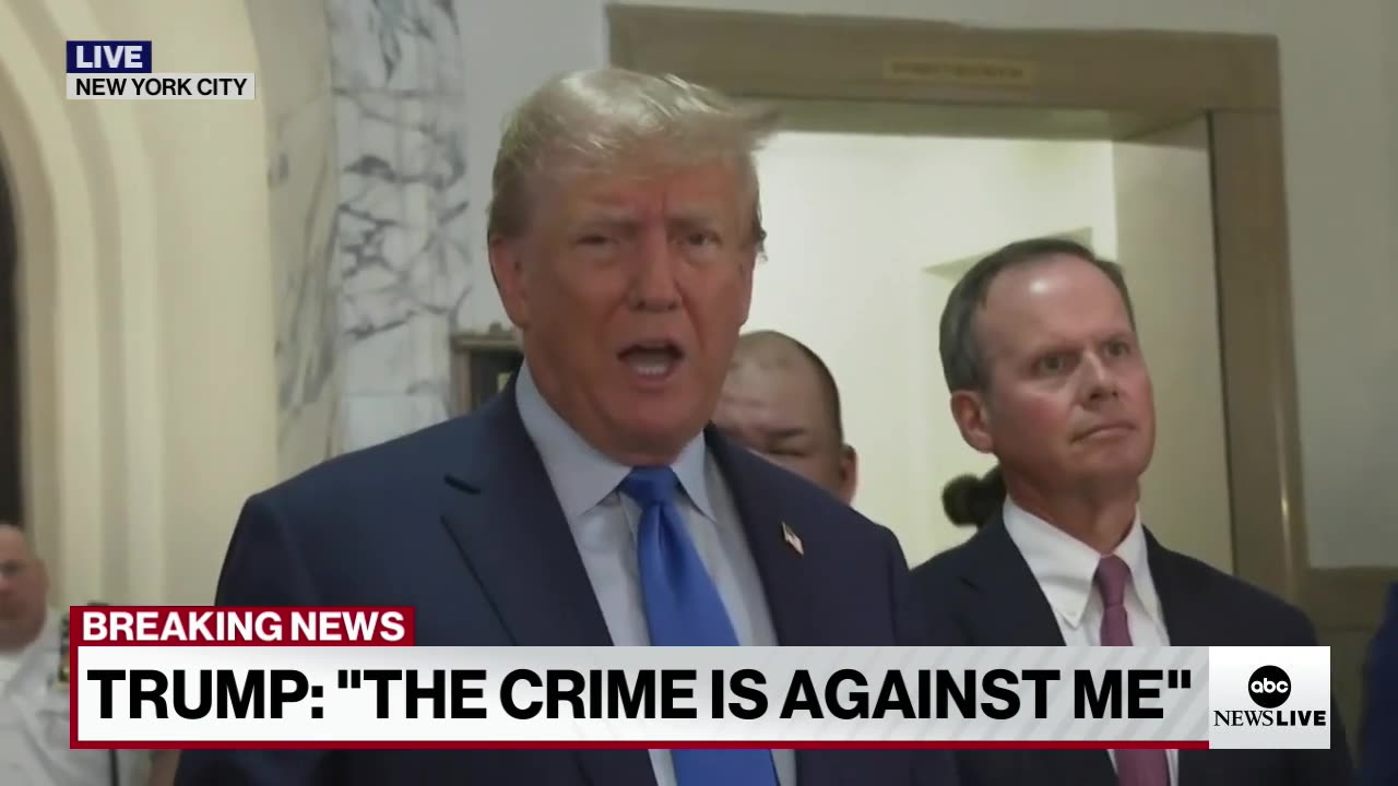 Trump makes statement prior to entering courtroom in civil 2023