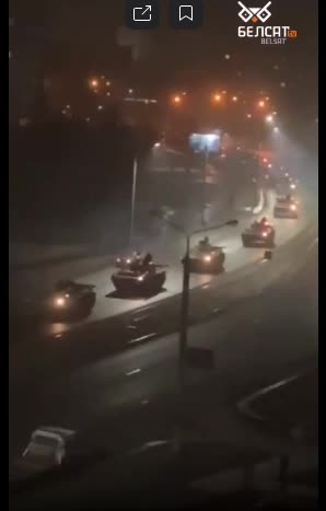 Tanks on the move in Grodno, Belarus