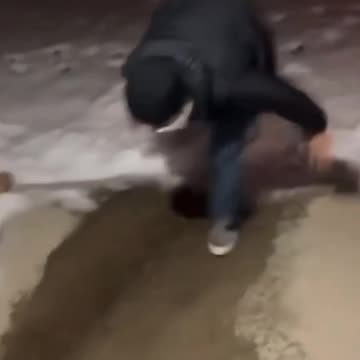 Dude slides and runs at the same time! #snowdrop #ice_fun #funnyshorts #funnymoments #lol