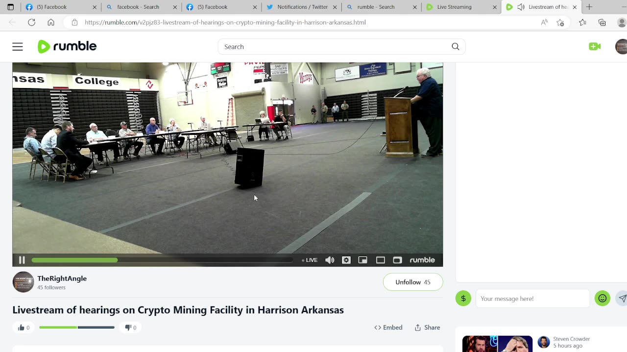 Livestream of hearings on Crypto Mining Facility in Harrison Arkansas