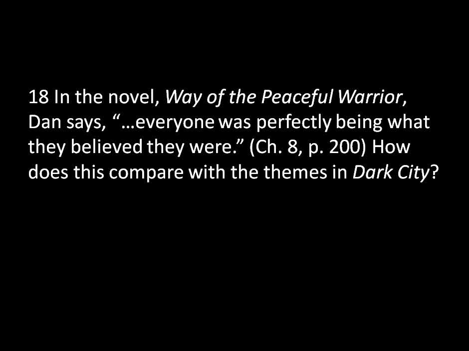 Reading -- Week 10: Dark City, Part 2