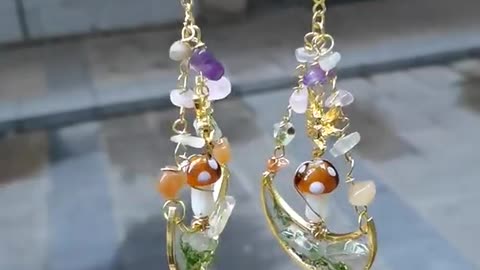 Mushroom Forest Quartz Drop Earrings