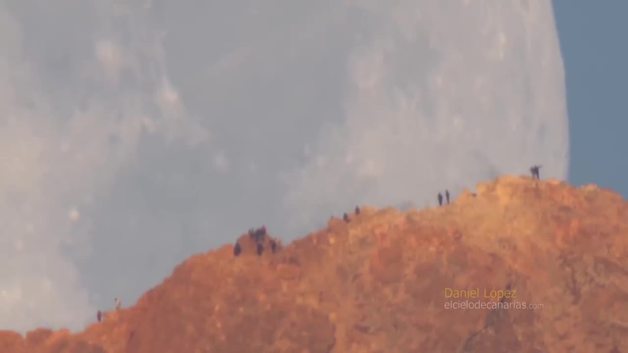 Moon Setting Behind Teide Volcano #hd