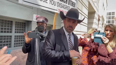 Couy Griffin coming out of court today talking to the press