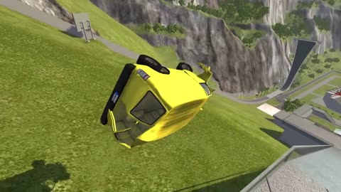 Cars jumping down the stairs