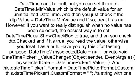 How to set null value to Datetimepicker when load