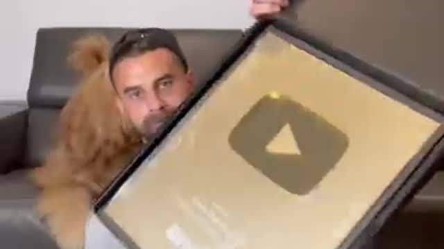 Dog unboxes his #YouTube Gold Play Button! #unboxing #goldendoodle #dogdad